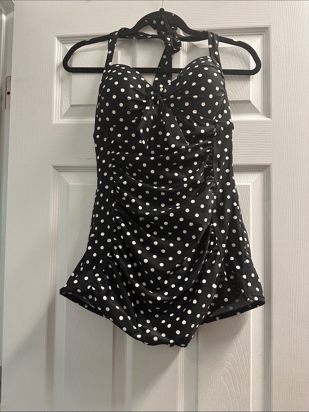 Merona Black and White Polka Dot Halter One-Piece Swimsuit